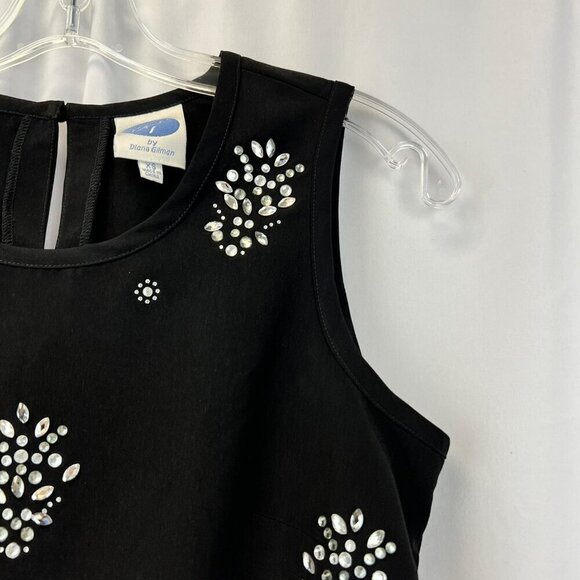 DG2 by Diane Gilman Womens Sleeveless Blouse Black/Rhinestone Keyhole Back XS - Picture 3 of 9